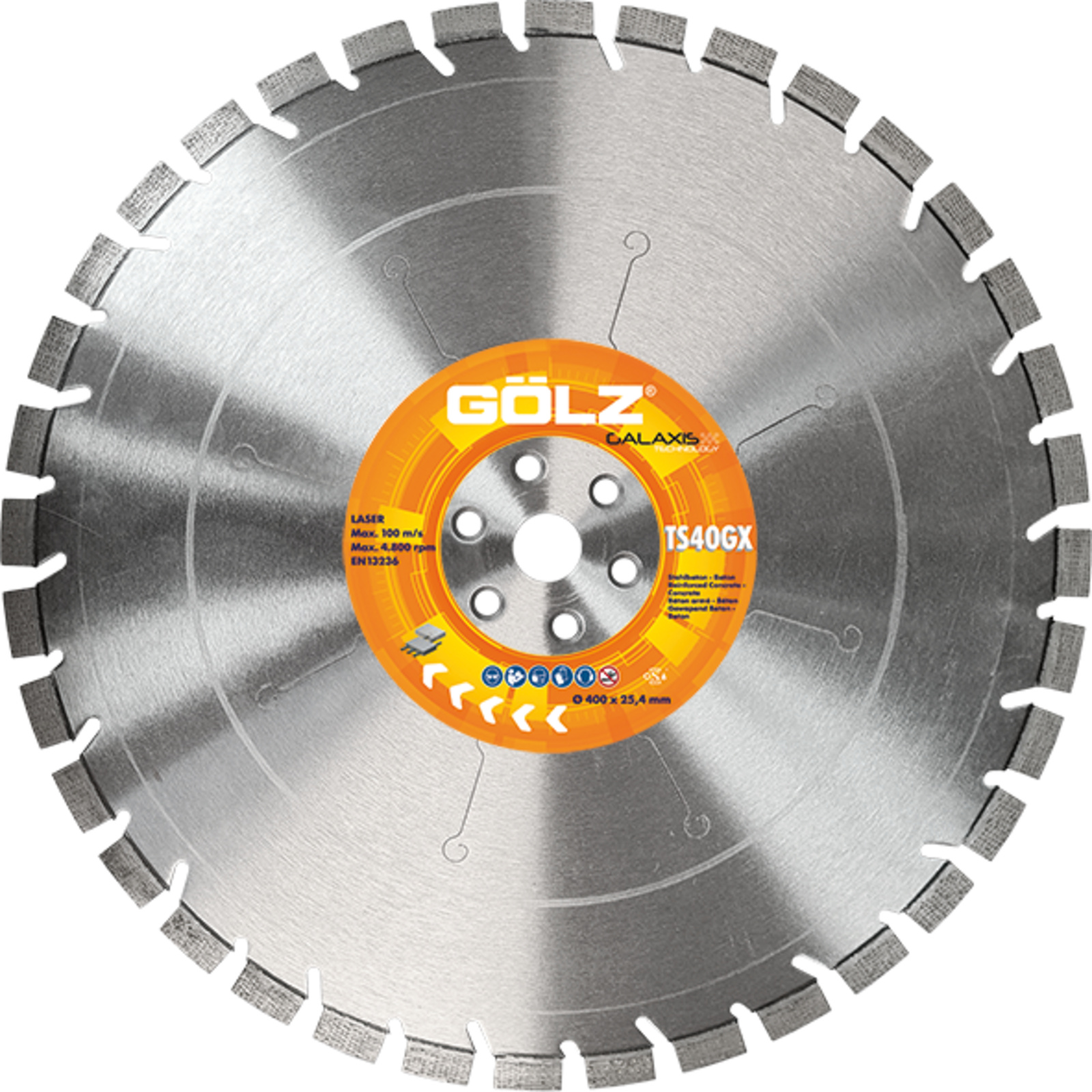 Disque diamant béton 300 mm alésage 25,4 mm segment 12 mm TS40GX GOLZ - TS40GX 300