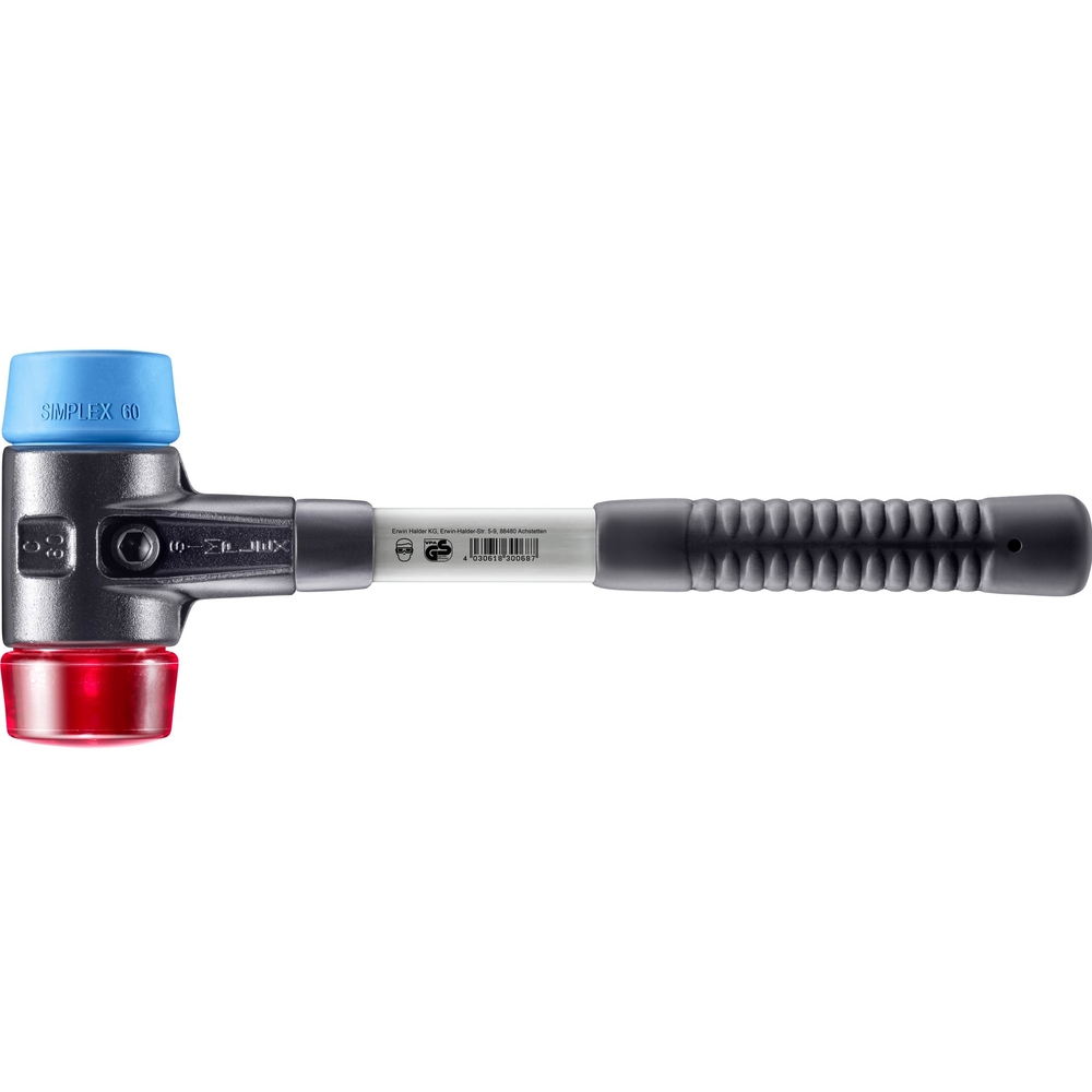 Maillet SIMPLEX boîtier fonte malléable renforcée manche fibre de verre diam 60 TPE souple plastique - HALDER - 3716.060