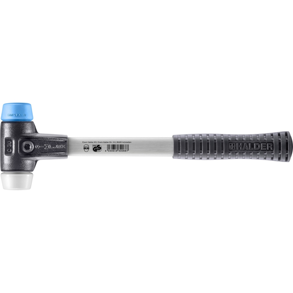 Maillet SIMPLEX avec boîtier en fonte malléable renforcée et manche en fibre de verre diam 30 - HALDER - 3717.030