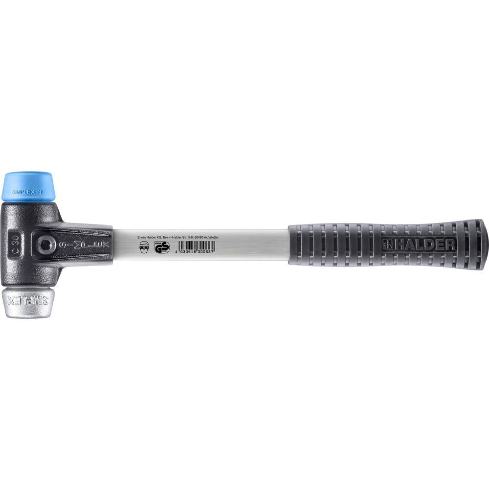 Maillet SIMPLEX avec boîtier en fonte malléable renforcée et manche en fibre de verre diam 30 - HALDER - 3719.030