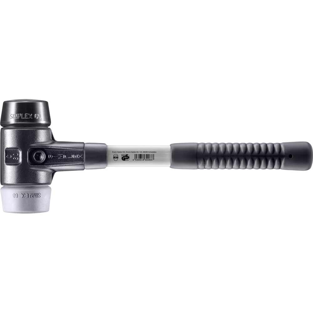 Maillet SIMPLEX boîtier fonte malléable renforcée manche fibre de verre diam 60 caoutchouc TPE moyen - HALDER - 3723.060