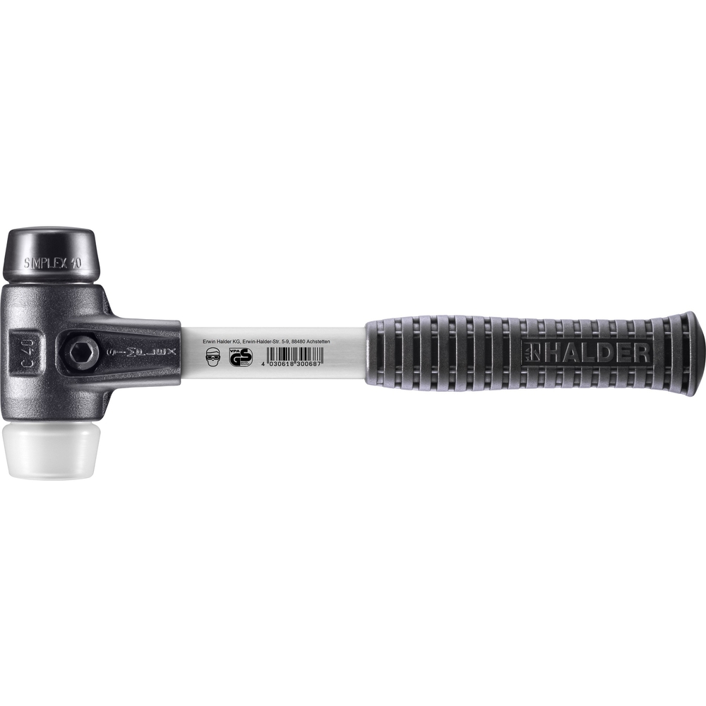 Maillet SIMPLEX boîtier fonte malléable renforcée manche fibre de verre diam 40 caoutchouc superplastique - HALDER - 3727.040