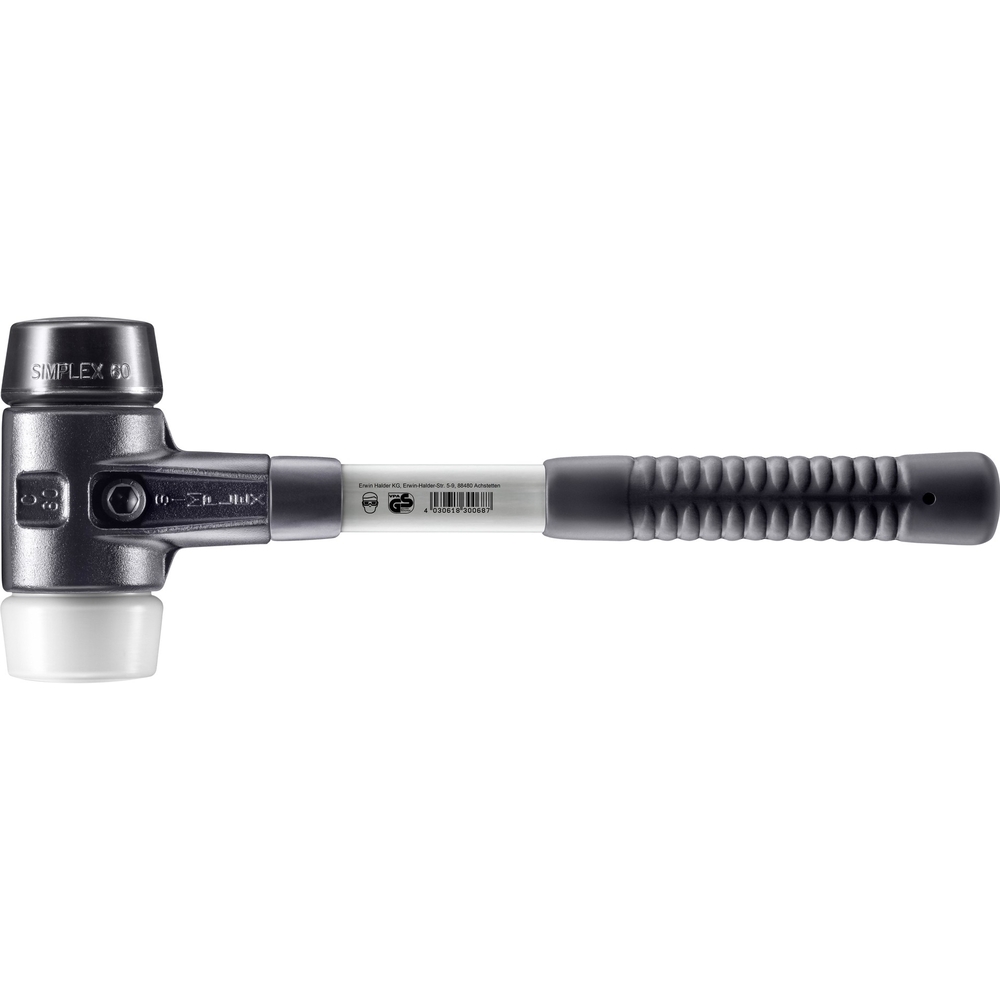 Maillet SIMPLEX boîtier fonte malléable renforcée manche fibre de verre diam 60 caoutchouc superplastique - HALDER - 3727.060