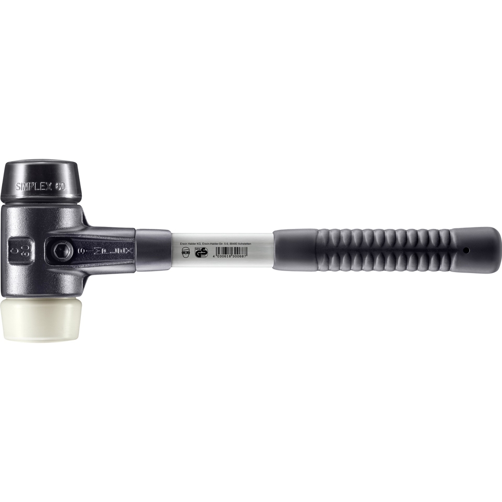 Maillet SIMPLEX boîtier fonte malléable renforcée manche fibre de verre diam 60 caoutchouc nylon - HALDER - 3728.060