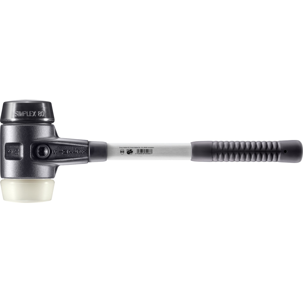 Maillet SIMPLEX boîtier fonte malléable renforcée manche fibre de verre diam 80 caoutchouc nylon - HALDER - 3728.080