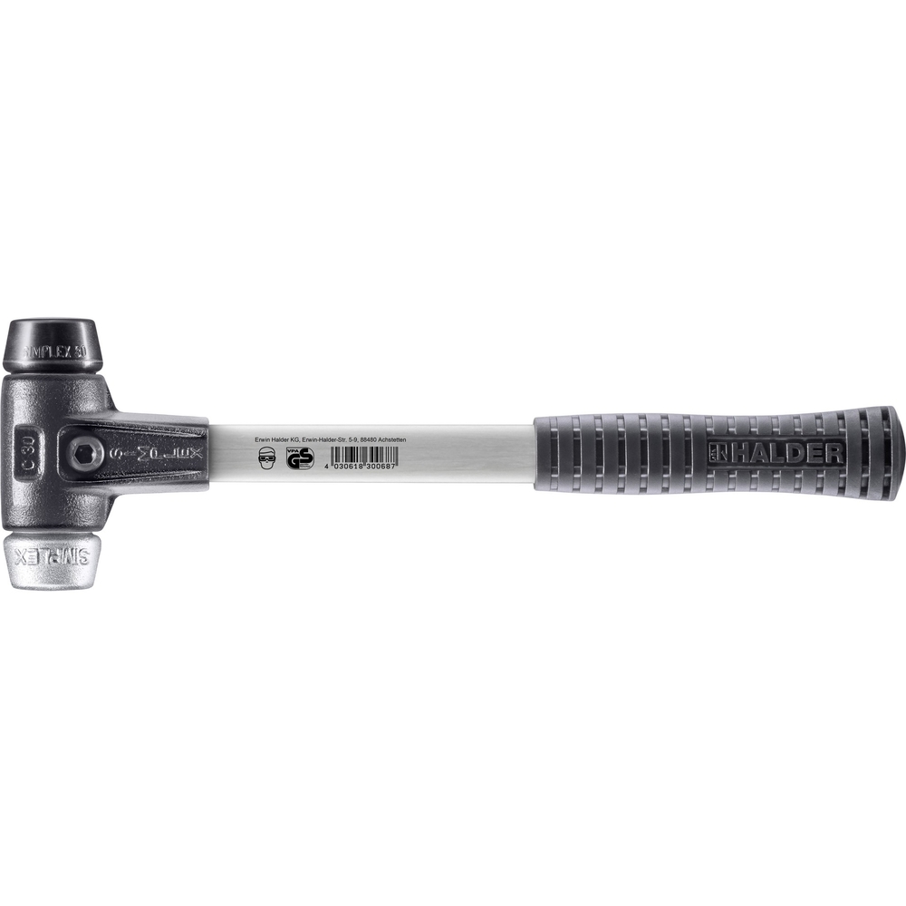 Maillet SIMPLEX avec boîtier en fonte malléable renforcée et manche en fibre de verre diam 30 - HALDER - 3729.030