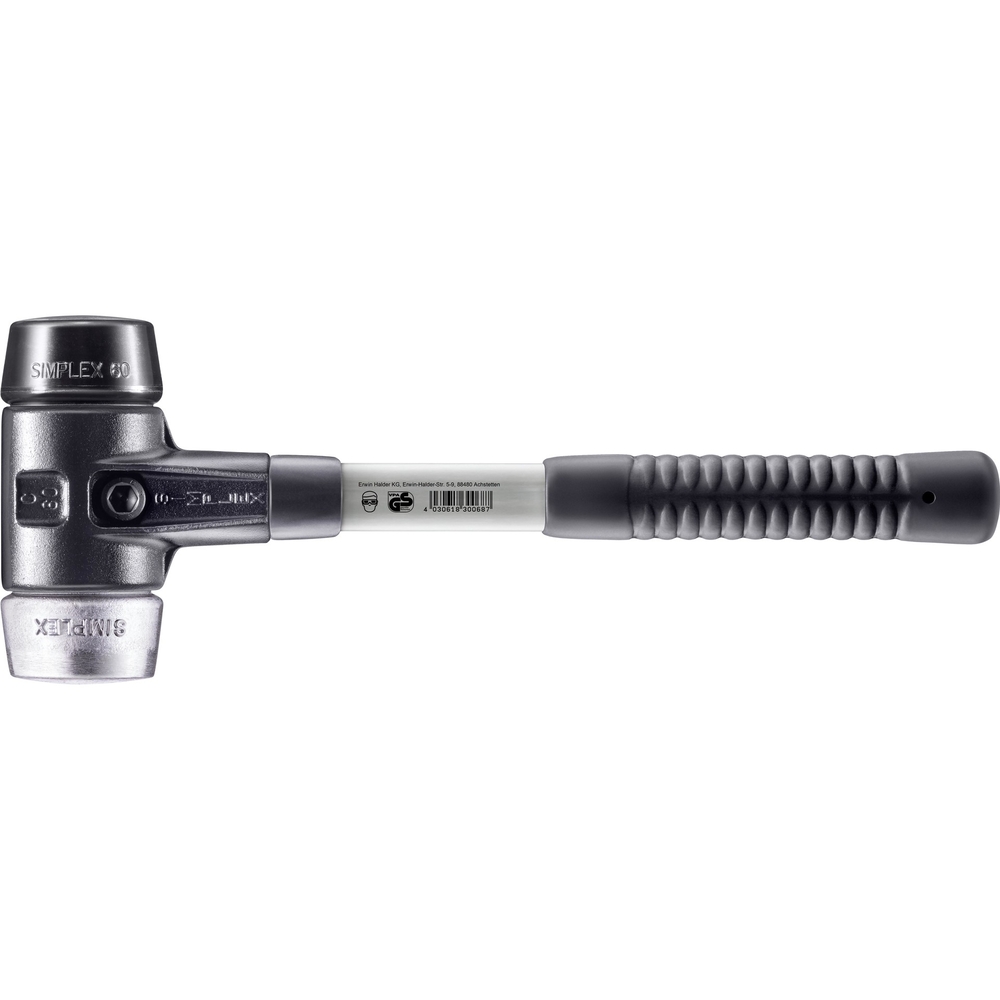 Maillet SIMPLEX boîtier fonte malléable renforcée manche fibre de verre diam 60 caoutchouc métal doux - HALDER - 3729.060