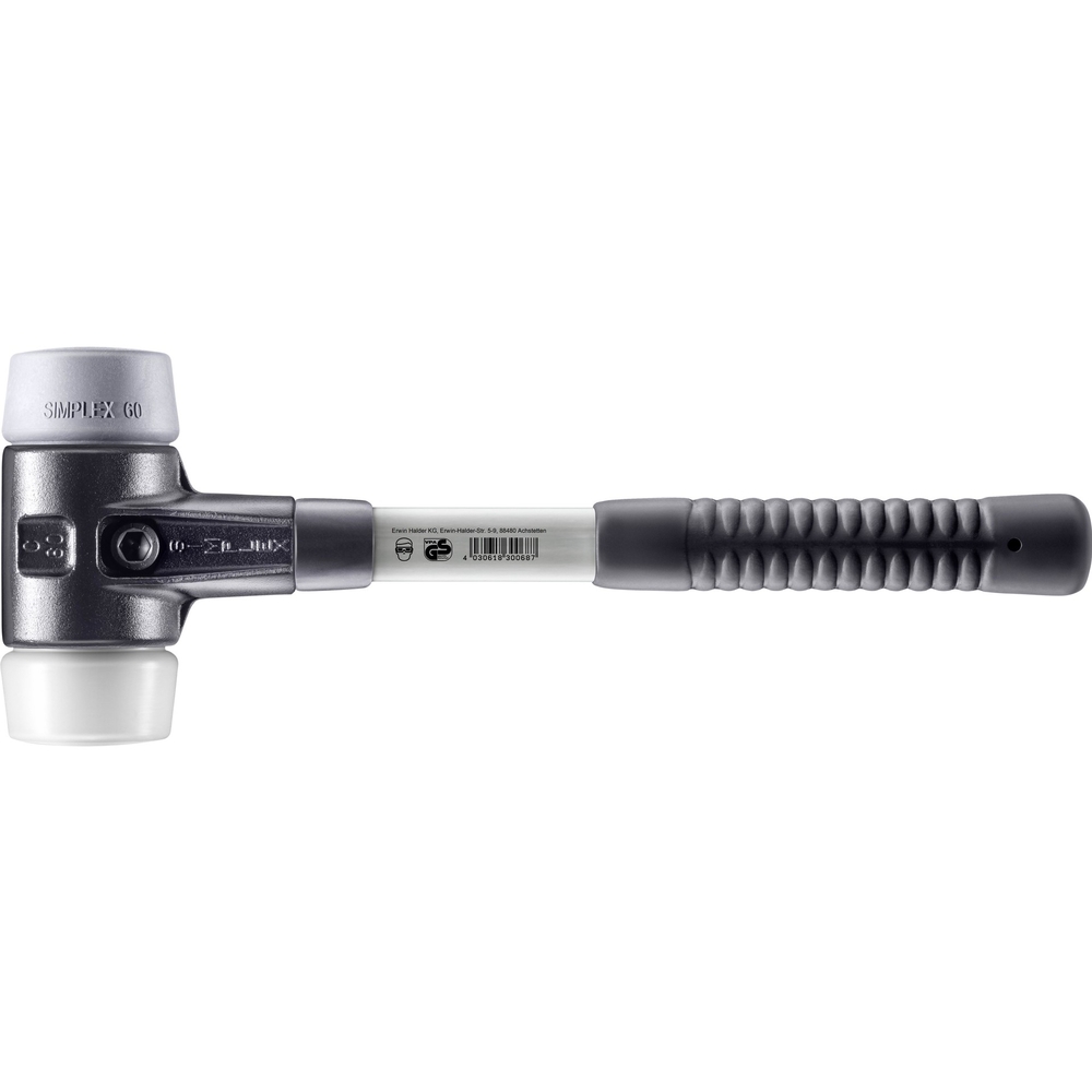 Maillet SIMPLEX boîtier fonte malléable renforcée manche fibre de verre diam 60 TPE moyen superplastique - HALDER - 3737.060