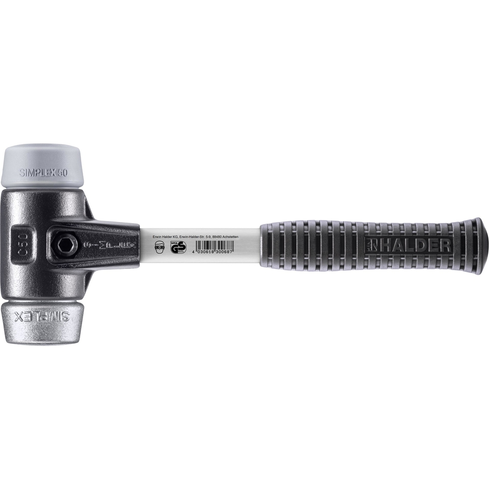 Maillet SIMPLEX boîtier fonte malléable renforcée manche fibre de verre diam 50 TPE moyen métal non trempé - HALDER - 3739.050
