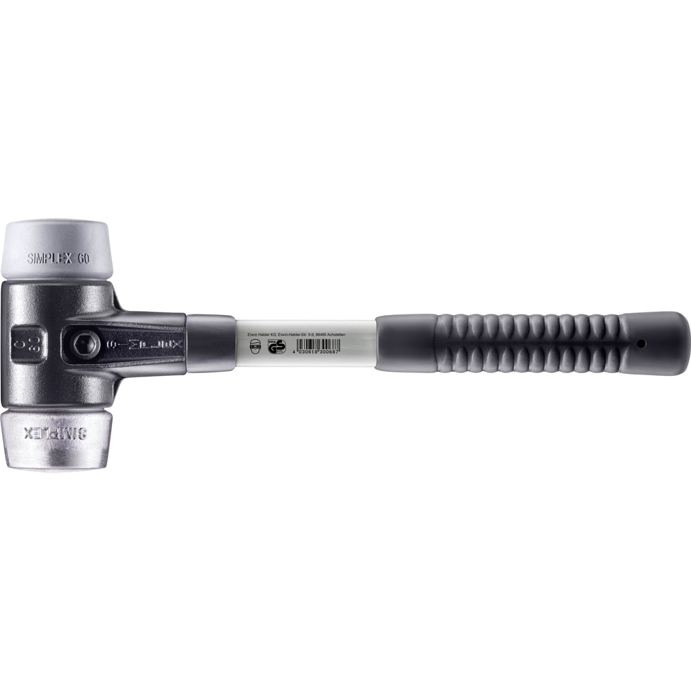 Maillet SIMPLEX boîtier fonte malléable renforcée manche fibre de verre diam 60 TPE moyen métal non trempé - HALDER - 3739.060