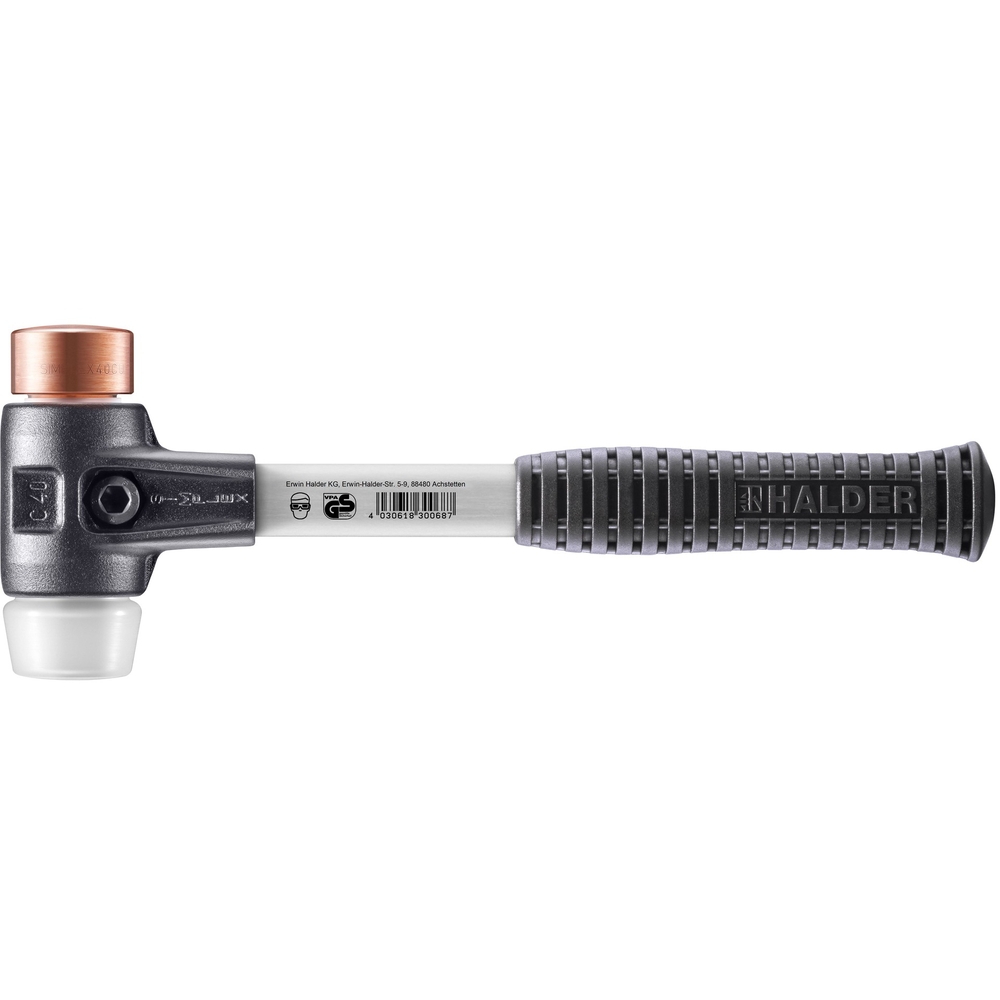 Maillet SIMPLEX boîtier fonte malléable renforcée manche fibre de verre diam 40 cuivre superplastique - HALDER - 3747.040