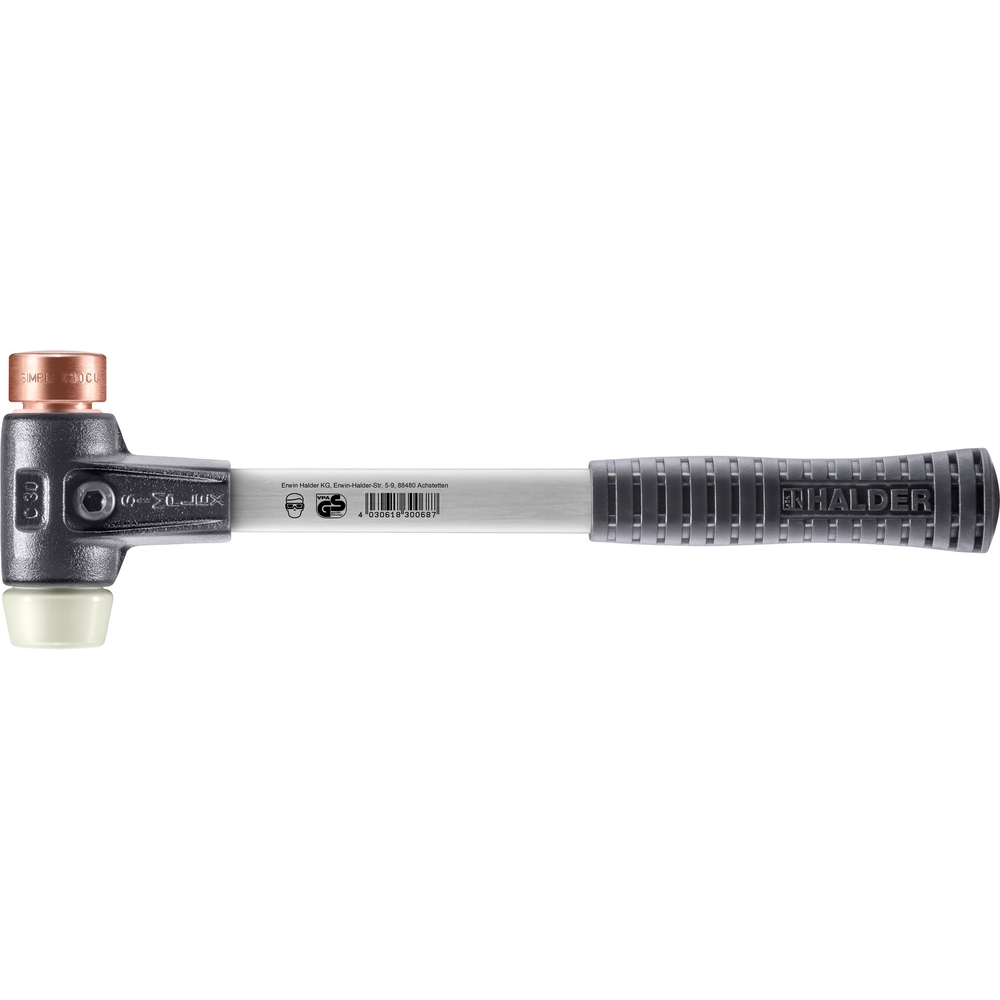 Maillet SIMPLEX boîtier fonte malléable renforcée manche fibre de verre diam 30 cuivre nylon - HALDER - 3748.030