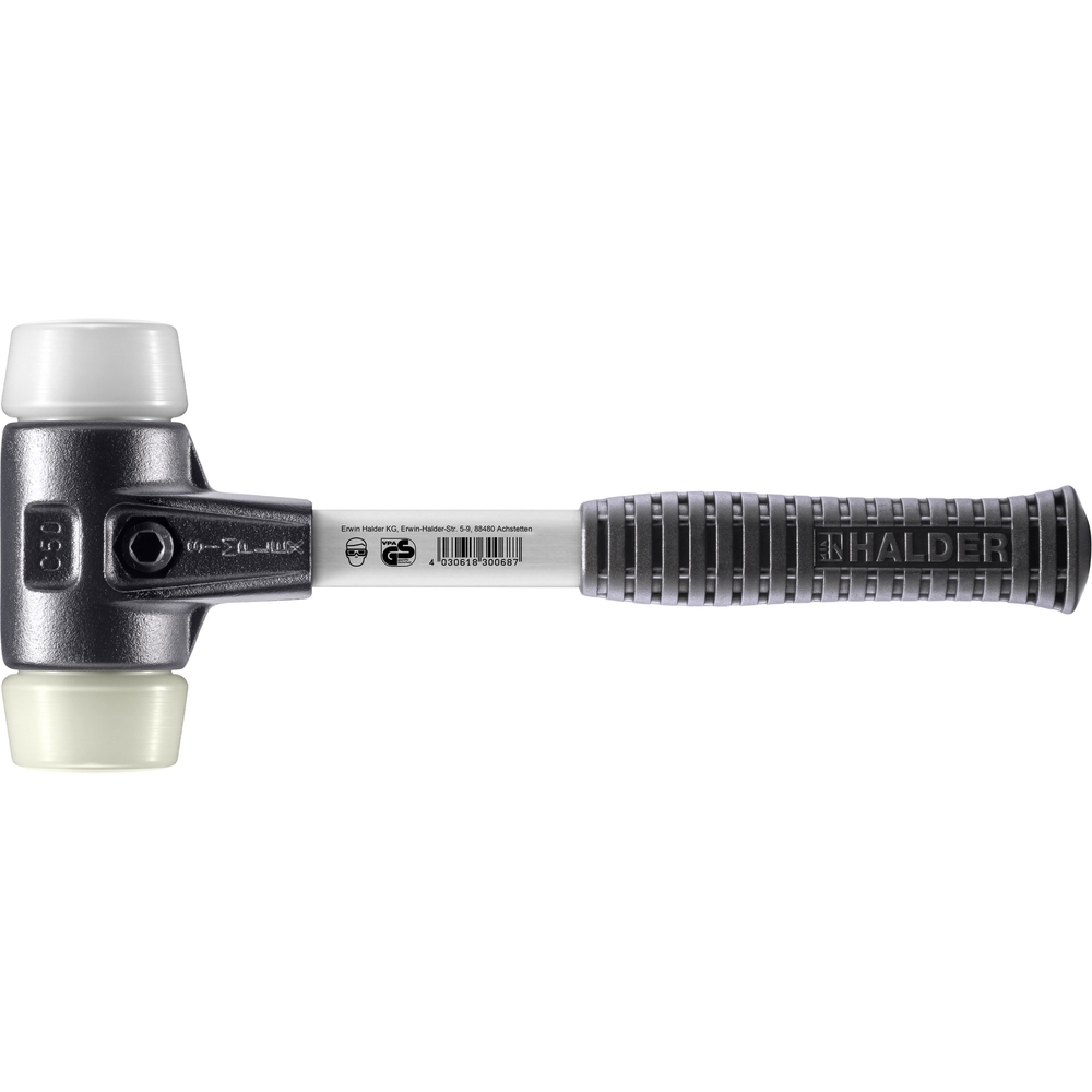 Maillet SIMPLEX boîtier fonte malléable renforcée manche fibre de verre diam 50 superplastique nylon - HALDER - 3778.050