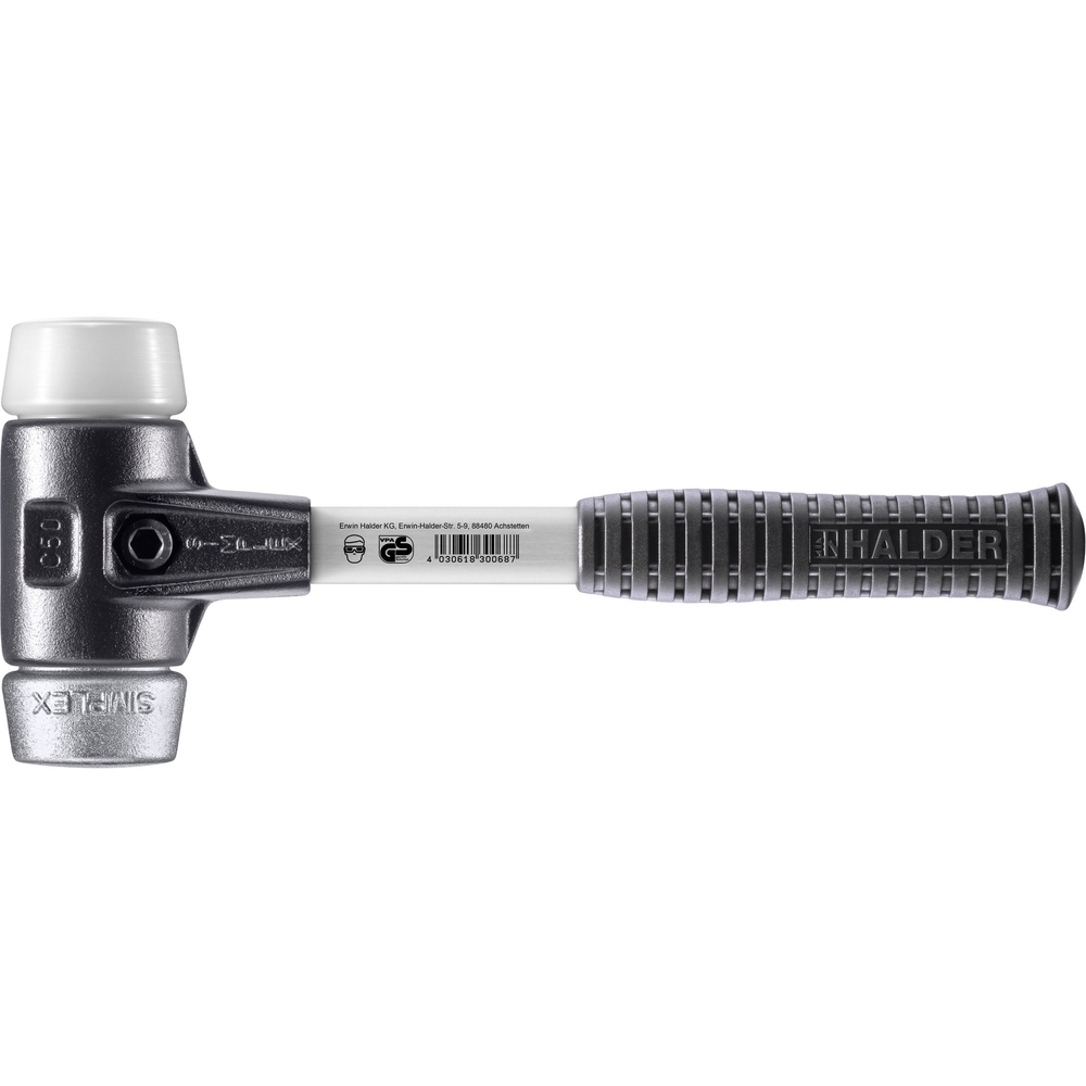 Maillet SIMPLEX boîtier fonte malléable renforcée manche fibre de verre diam 50 superplastique métal doux - HALDER - 3779.050