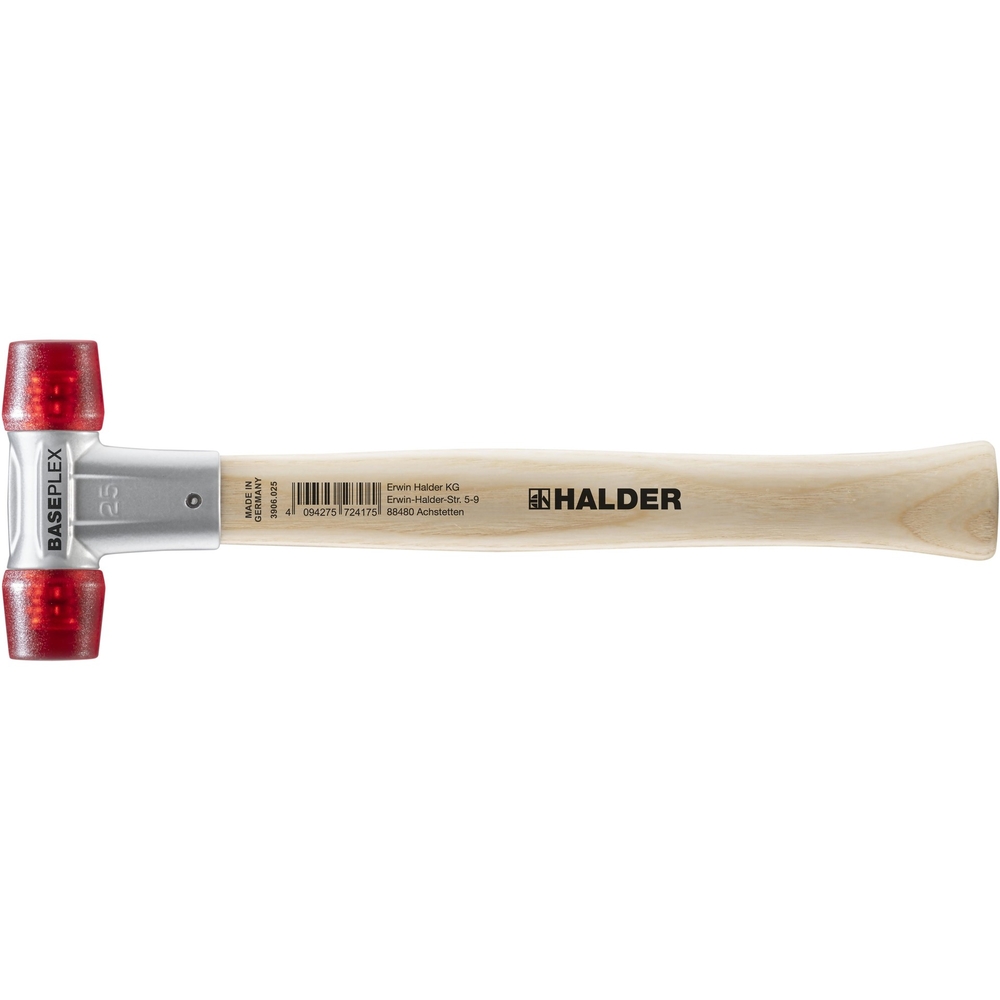 Maillet BASEPLEX avec boîtier en zinc mouléet manche en bois diam 25 embout en acétate de cellulose - HALDER - 3906.025