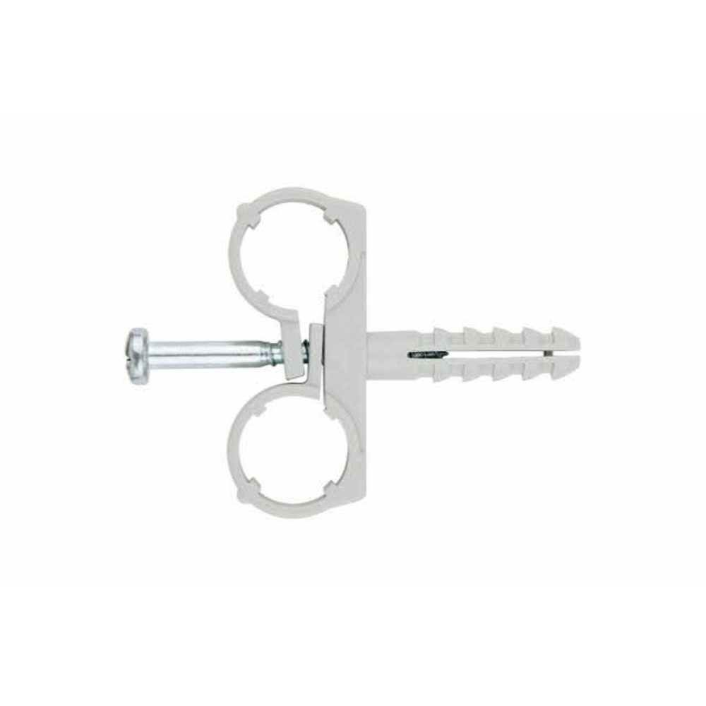 Boite de 50 Collier INDEX double multi tuyaux + cheville Ø10 mm -ABMD28