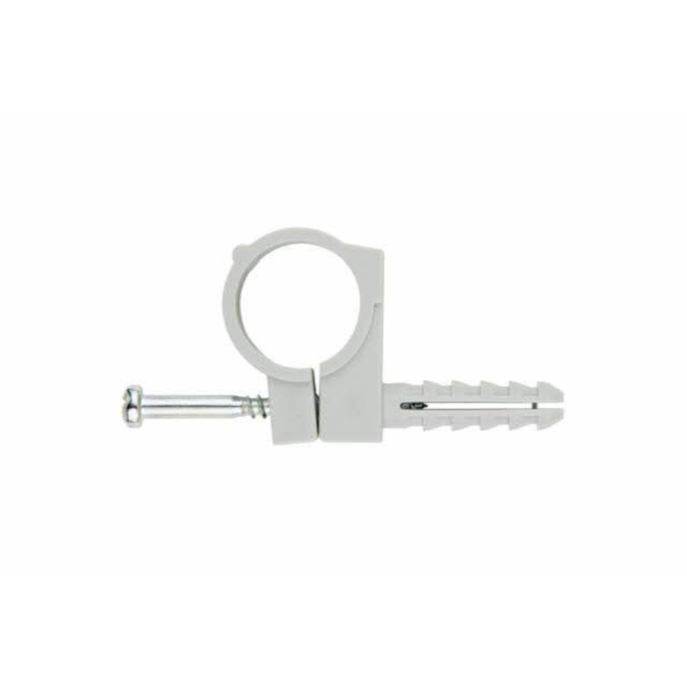 Boite de 100 Collier INDEX simple multi tuyaux + cheville Ø8 mm -ABMS18