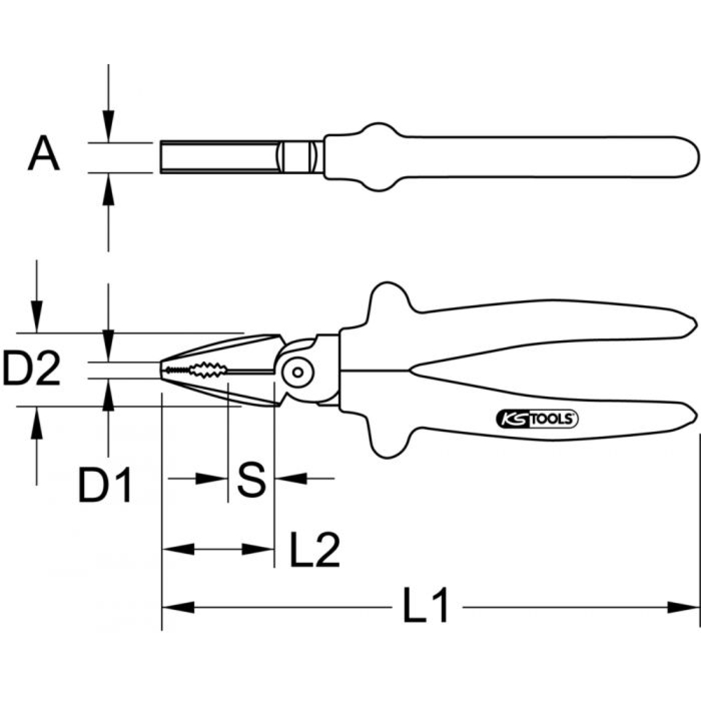 Pince universelle isolée 1000V 165 mm KS TOOLS - 112.1278