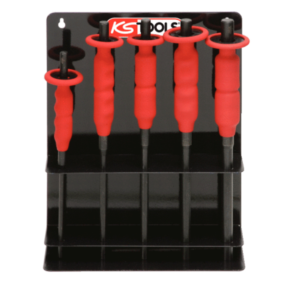 Présentoir de 5 chasse axes brunie avec poignée grip 6-8-10-12-14 mm- KS TOOLS - 156.0020