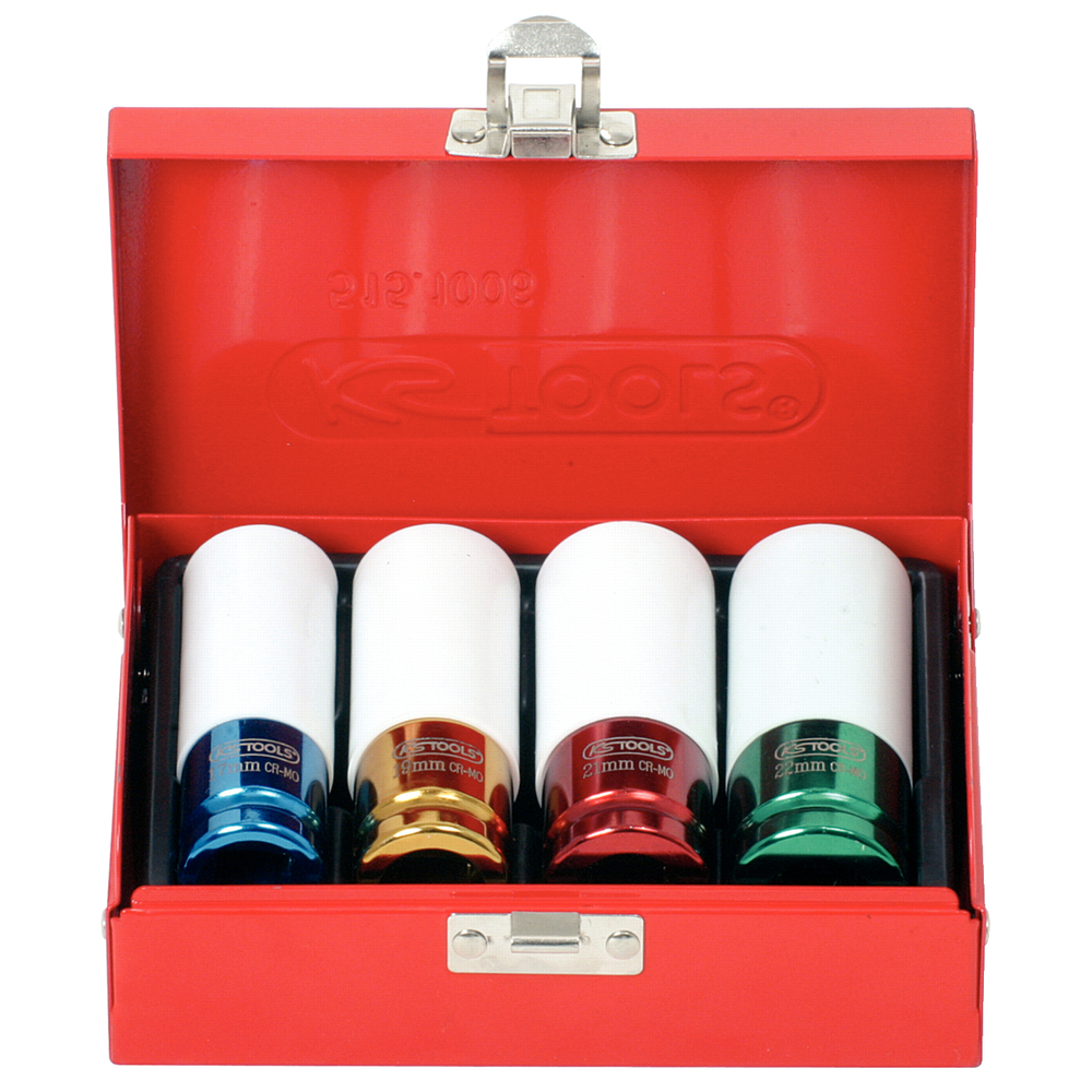 Jeu de 4 douilles à chocs pour jantes aluminium 17 19 21 22 mm KS TOOLS - 515.1006