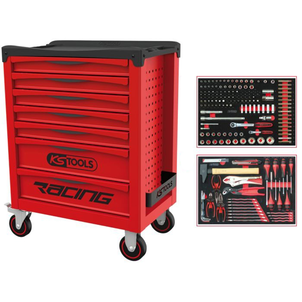 Servante Racing 7 tiroirs &eacute;quip&eacute;e de 184 outils KS TOOLS - 855.7184