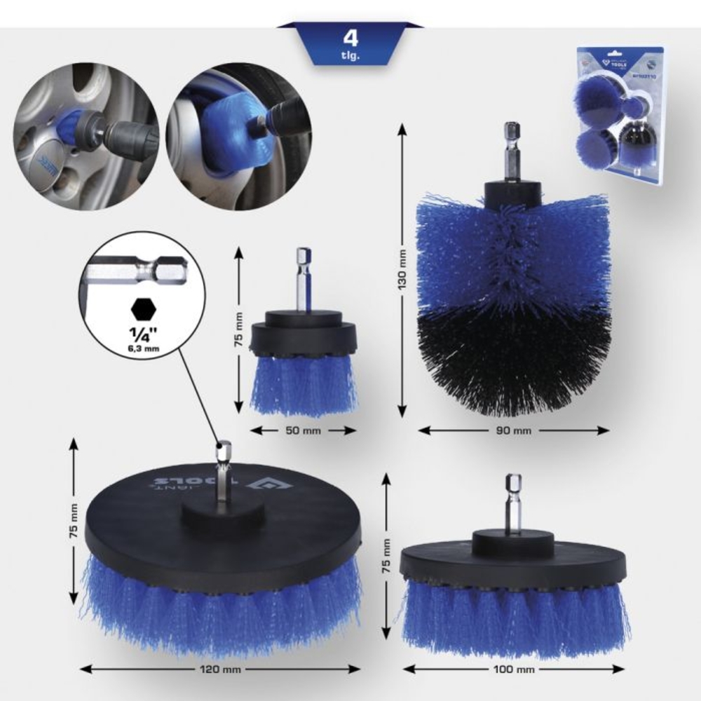Jeu de brosses pour perceuse 4 pcs BRILLIANT TOOLS - KS TOOLS - BT103110