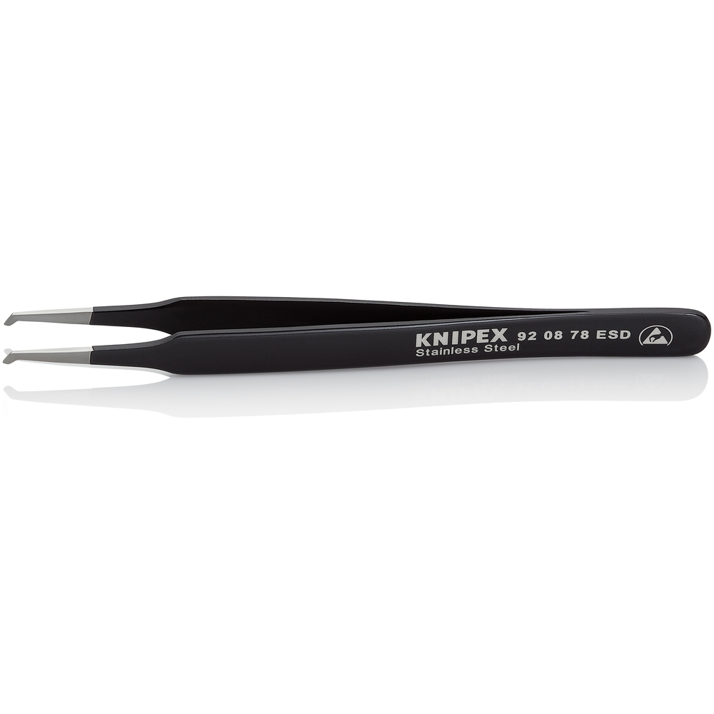 Brucelle de précision 120mm coudée 45° - ESD - Acier inoxydable antimagnétique KNIPEX - 920878ESD