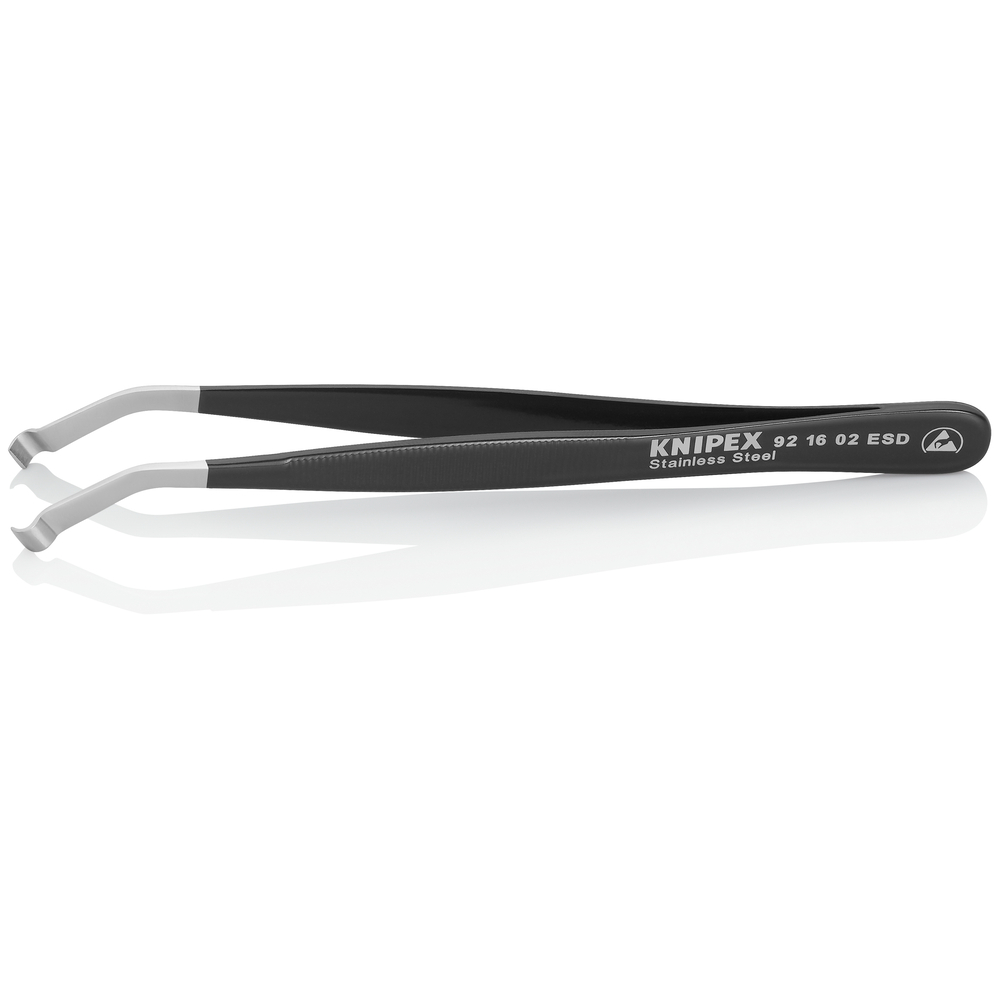 Pince brucelle inox de positionnement 120mm ESD coudée à 35° KNIPEX - 921602ESD