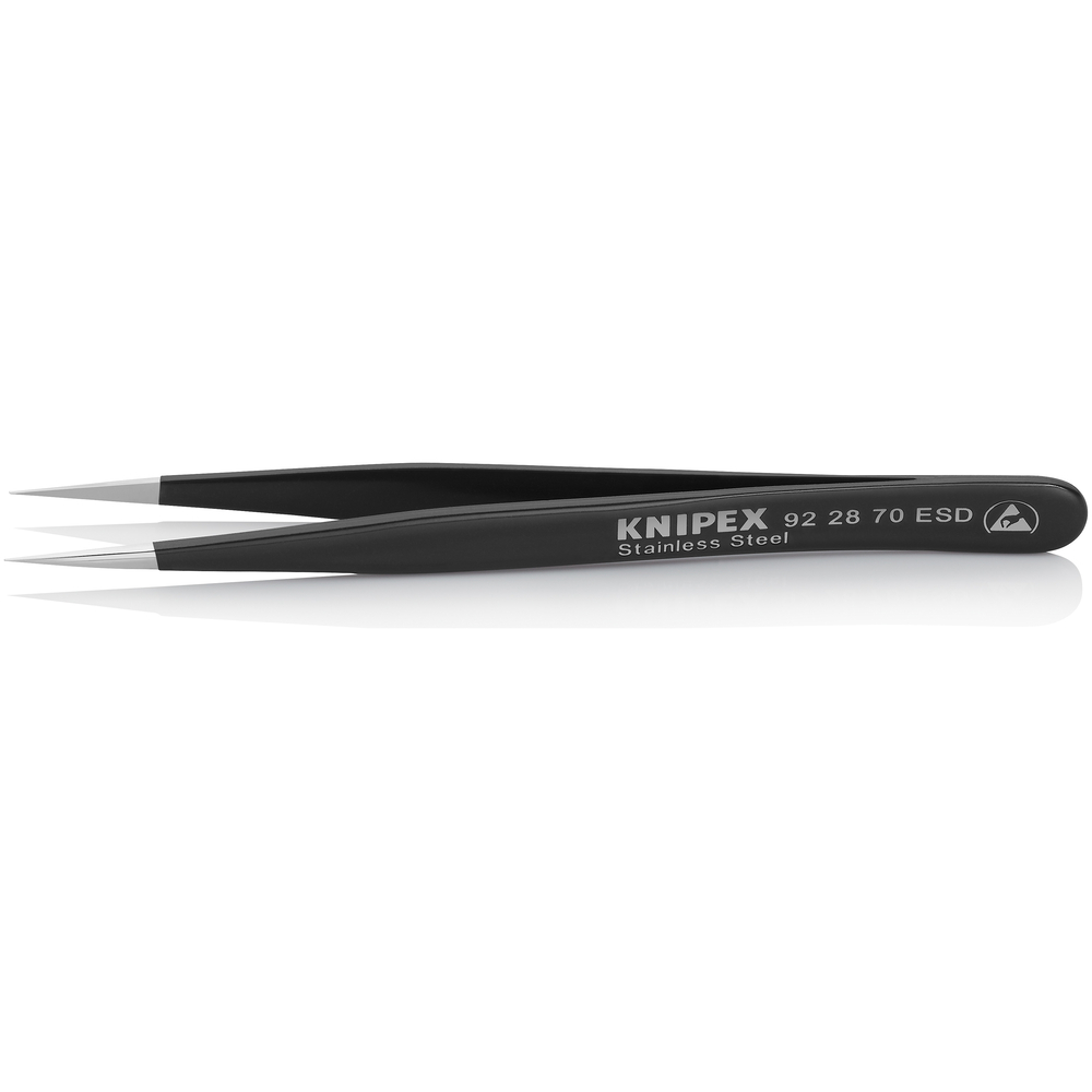 Brucelle de précision 110mm droite ESD Fine - Acier inox antimagnétique KNIPEX - 922870ESD
