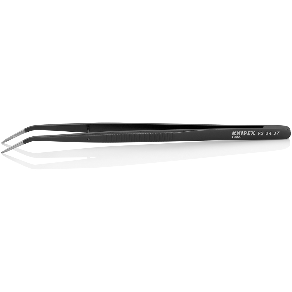 Brucelle de précision 155mm coudée 45° avec goujon - Pointue - Noire laquée KNIPEX - 923437