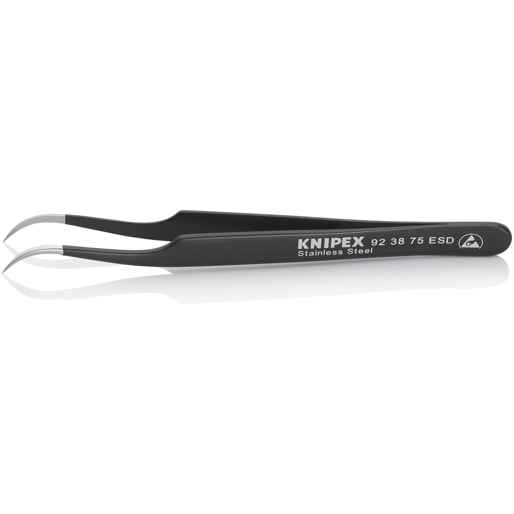 Brucelle de précision 120mm coudée 45° - ESD - Ultrafine - Acier inoxydable KNIPEX - 923875ESD