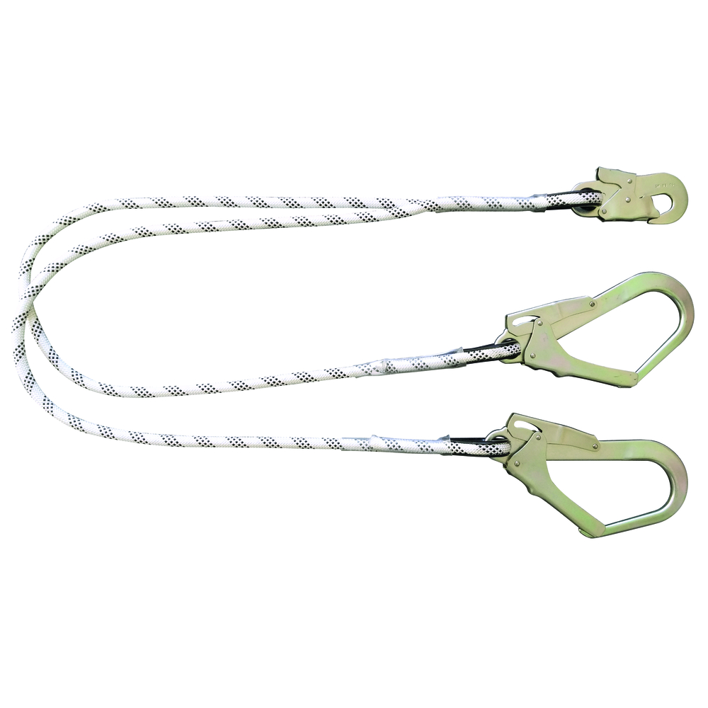 Double longe de maintien 1,50m corde tress&eacute;e d.12mm +3 mousquetons EN354 LEVAC - 3802C15