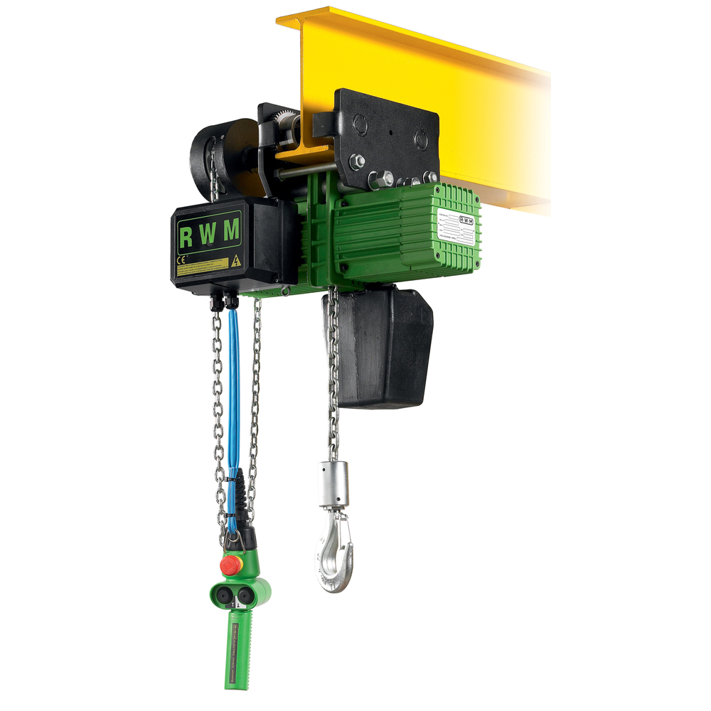 Palan électrique chariot a chaîne 1000 kg 1 brin vitesse 1/4 m/mn levée 3 m RWM - 6053D14CM