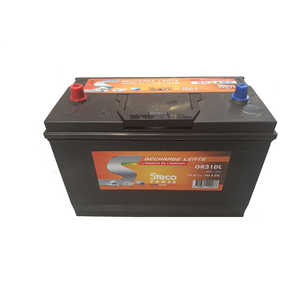 Batterie 12V 110 Ah (20h) 330x172x240 mm D&eacute;charge Lente STECOPOWER - GR31DL