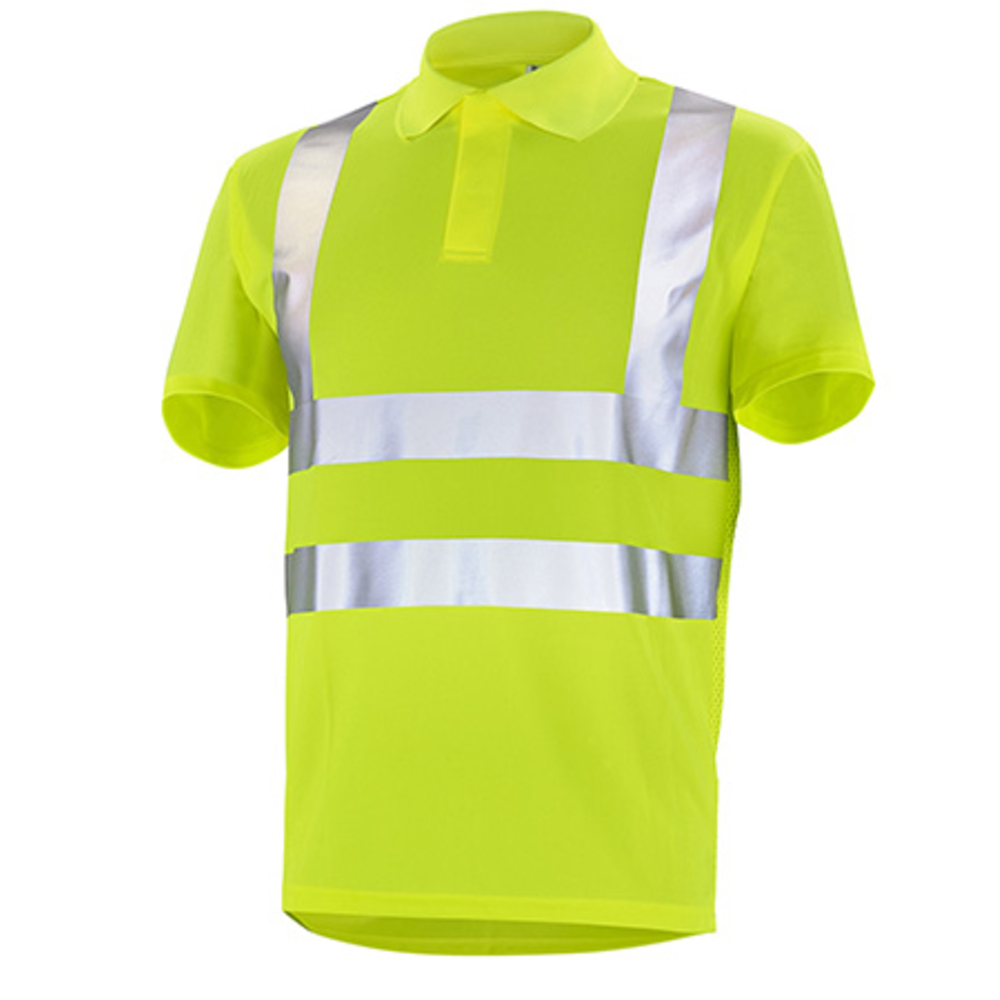 POLO MANCHES COURTES FLUO BASE 2 JAUNE FLUO CEPOVETT - 22-T090-BT-700