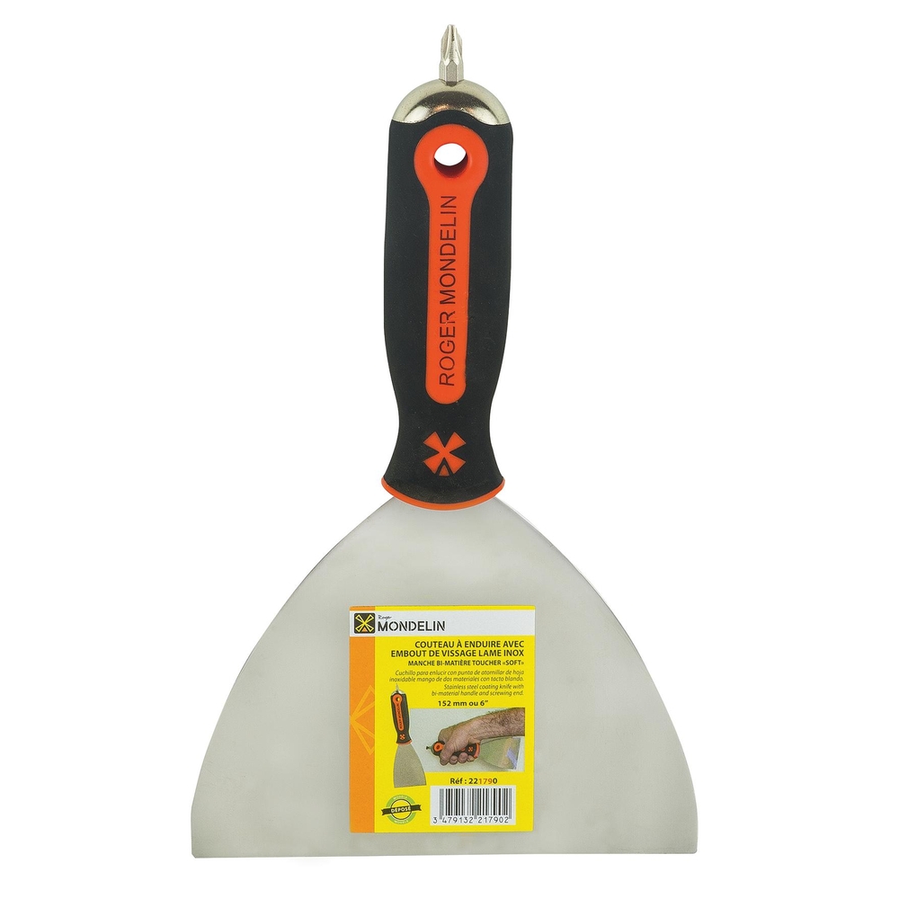 COUTEAU ENDUIRE 152MM INOX EMBOUT BI MAT MONDELIN - 221790