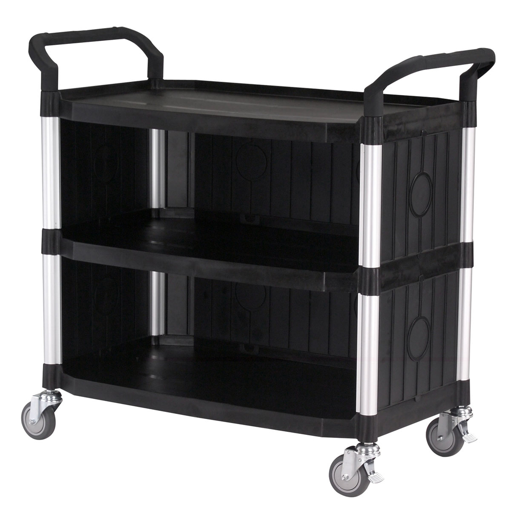 Chariot grand modèle MATADOR 808LC 3, plateaux, noir, Fermé sur 3 côtés - 12485