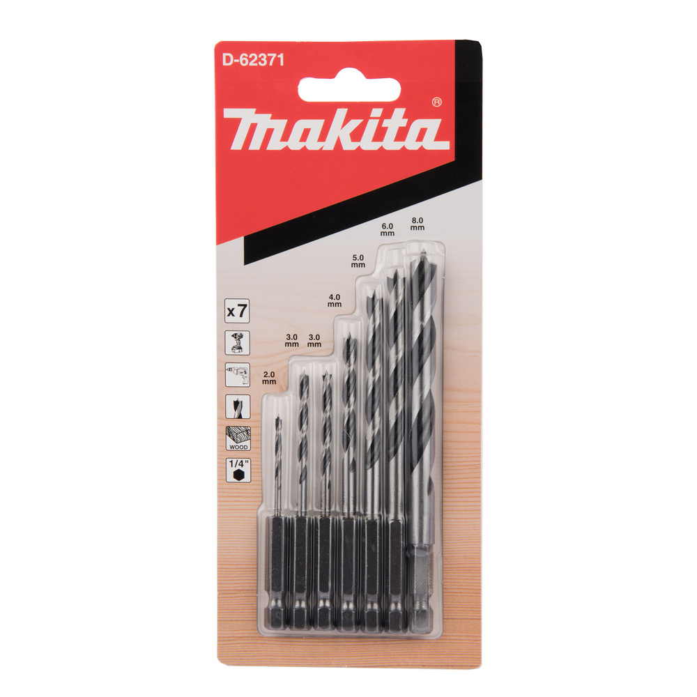 LOT DE 7 MECHES A BOIS (2/3/3/4/5/6/8 MM) MAKITA - D62371