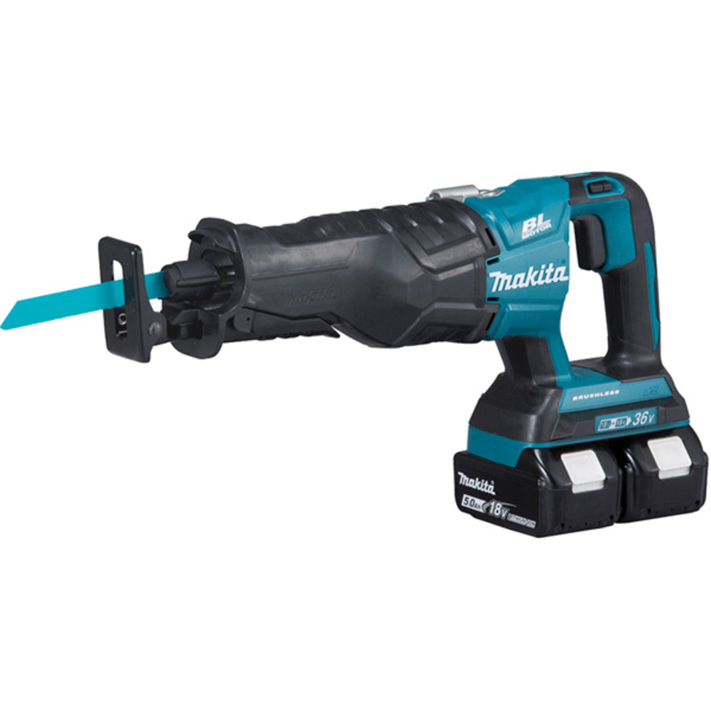 Scie récipro MAKITA 36 V => 2 x 18 V Li-Ion 5 Ah + 2 batteries 18 V + chargeur + coffret MAKPAC - DJR360PT2