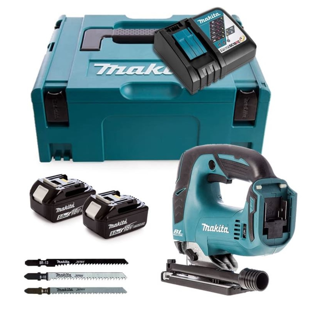 SCIE SAUTEUSE MAKITA 18V AVEC BATTERIES 5 AH + LAMES -DJV182RTJ