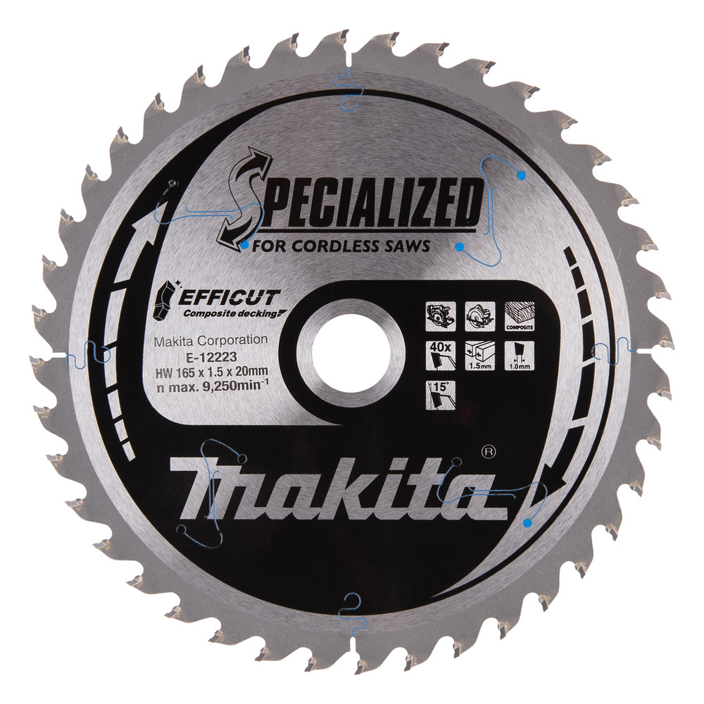 LAME CIRC EFFICUT BOIS COMPOSITE 165x20MM 40D - MAKITA - E-12223