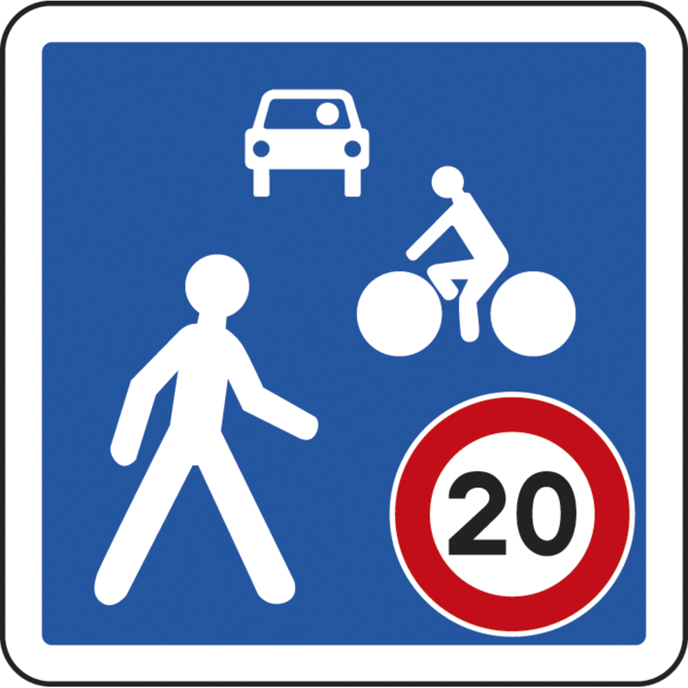 Panneau carré Entrée zone de rencontre 500 Ecolign B52 cl1 - NADIA SIGNALISATION - CAR500E1B52