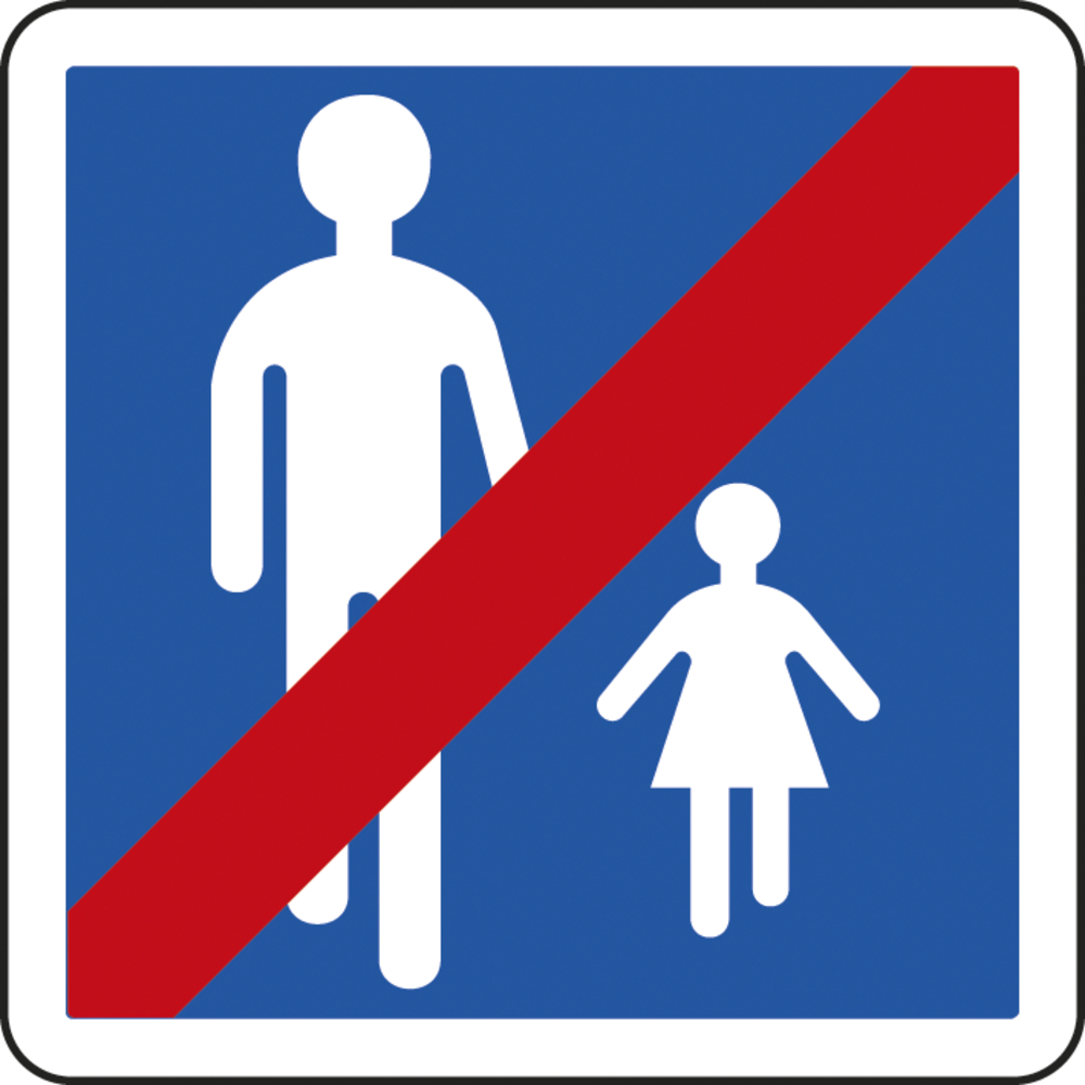 Panneau carré Sortie d'une aire piétonne 500 Ecolign B55 cl1 - NADIA SIGNALISATION - CAR500E1B55