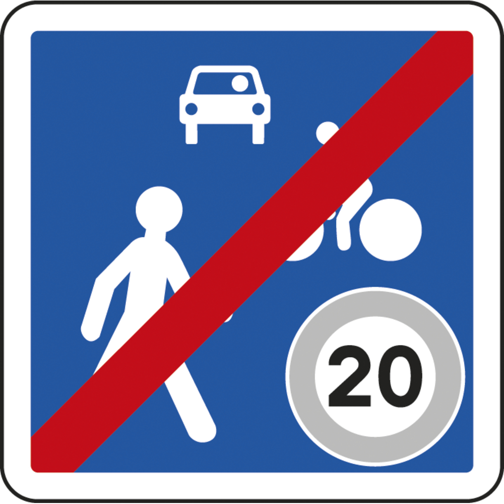 Panneau carré Sortie d'une zone de rencontre 900 Ecolign B53 cl2 - NADIA SIGNALISATION - CAR900E2B53