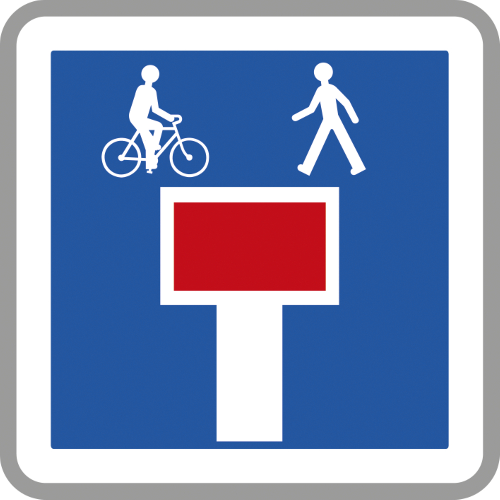 Panneau carré Impasse avec issue piétons et cyclistes 900 Ecolign C13d cl2 - NADIA SIGNALISATION - CAR900E2C13d