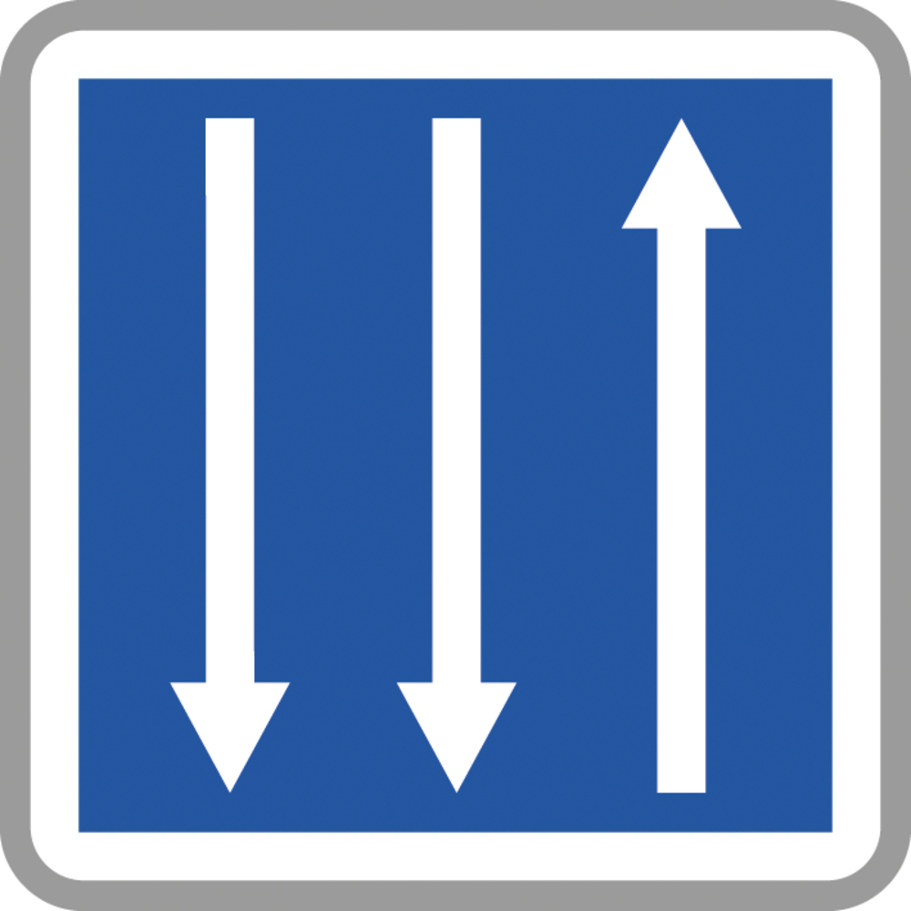 Panneau carré section de route trois voies 900 Ecolign C29c cl2 - NADIA SIGNALISATION - CAR900E2C29c