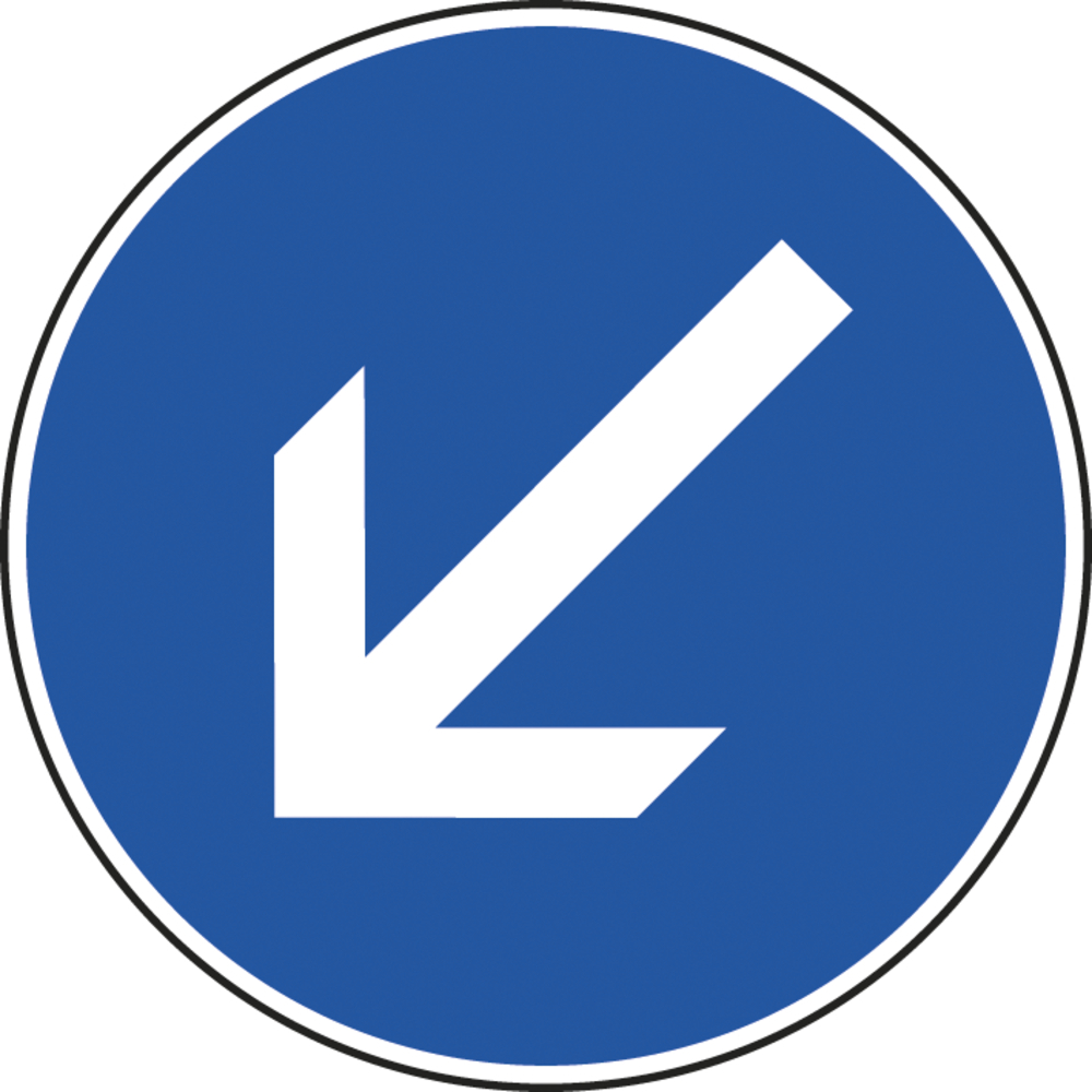 Panneau disque Contournement obligatoire par la gauche 450 B21a2 cl1 - NADIA SIGNALISATION - DIS450E1B21a2