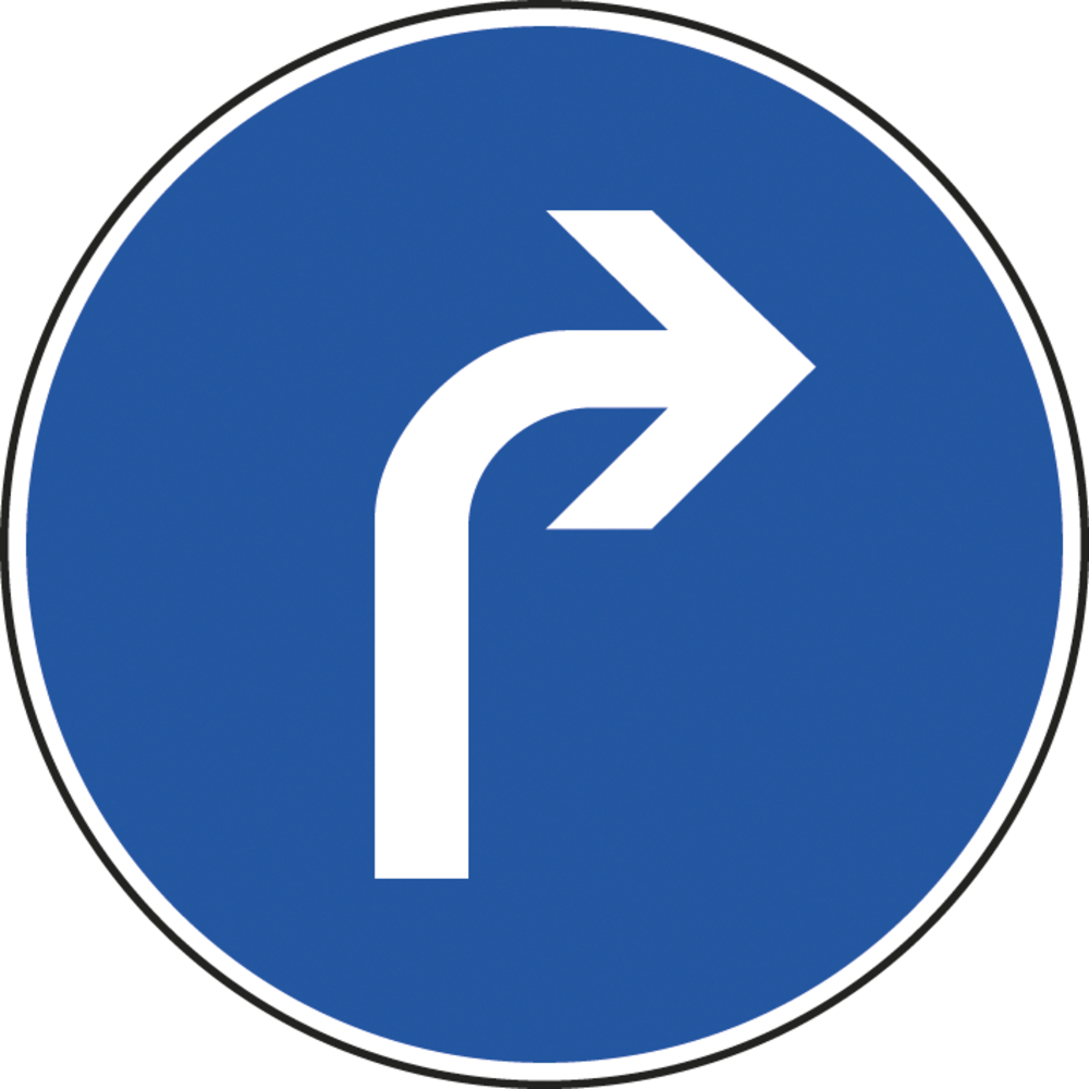 Panneau disque direction obligatoire à droite, intersection prochaine 450 B21c1 cl1 - NADIA SIGNALISATION - DIS450E1B21c1