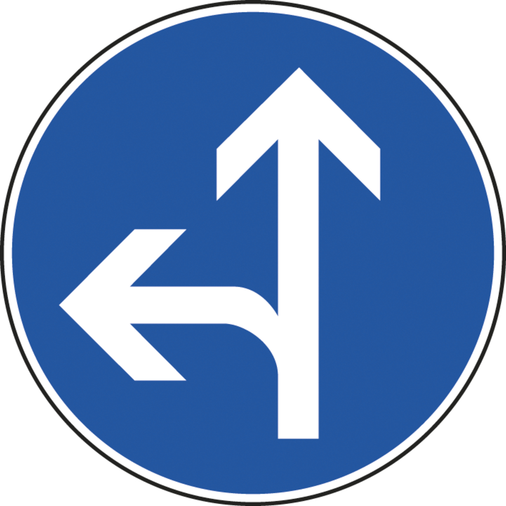 Panneau disque directions obligatoires intersection, tout droit/gauche 450 B21d2 cl2 - NADIA SIGNALISATION - DIS450E2B21d2