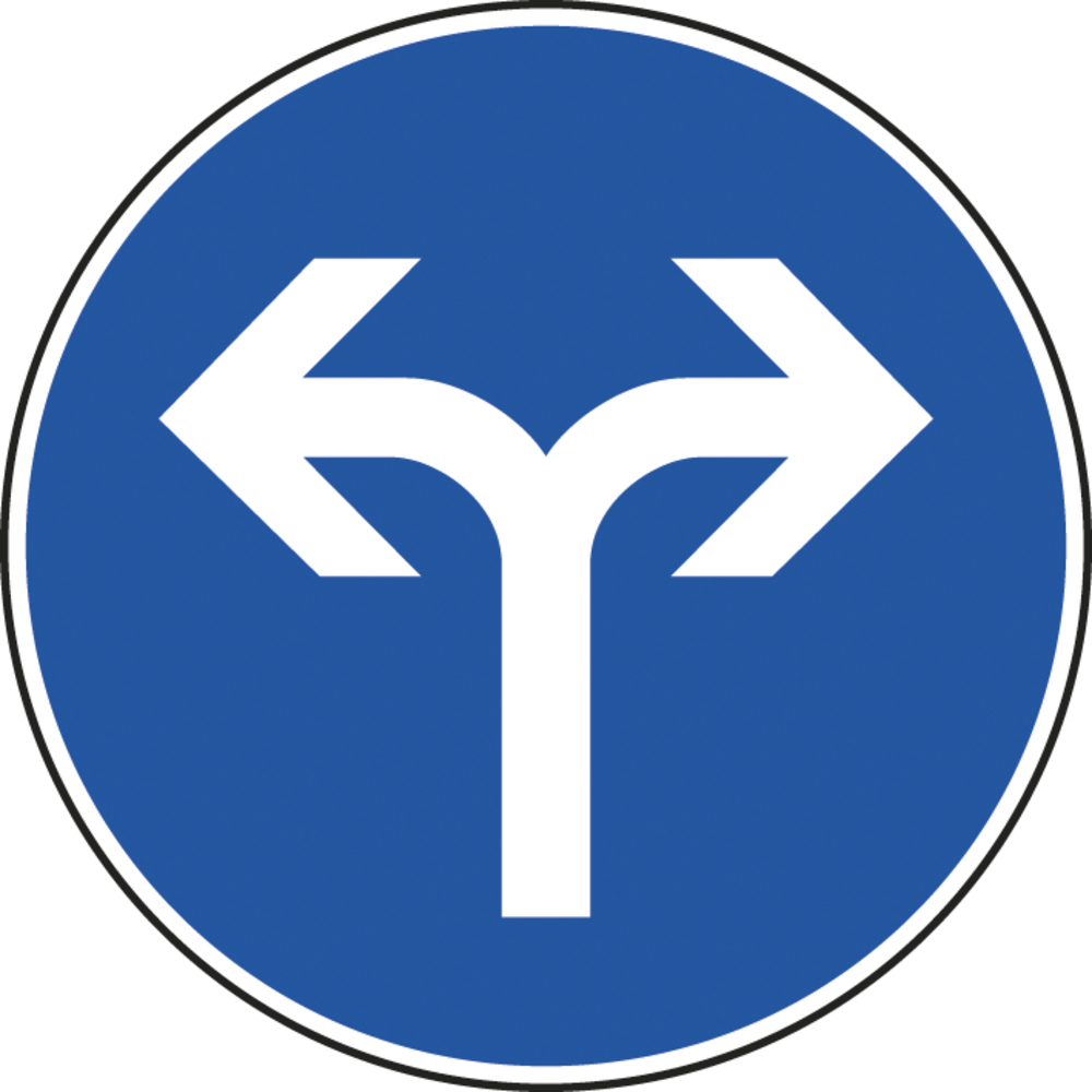 Panneau disque Directions obligatoires à droite ou gauche 450 Ecolign B21e cl2 - NADIA SIGNALISATION - DIS450E2B21e